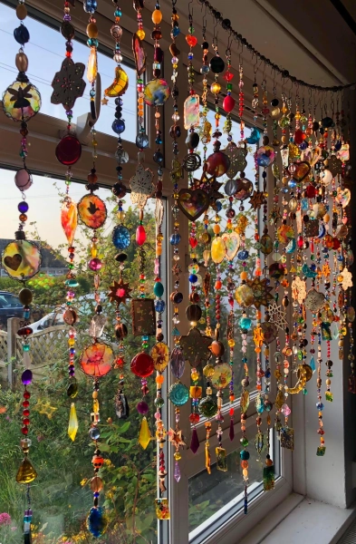 Handmade Multicolored Suncatcher Bead Strand: Moon, Star, Fairy Window Accent - Etsy UK