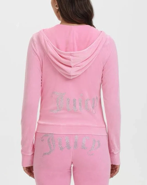 Juicy Couture Women's Garment Washed Heritage Kangaroo Pocket Track Hoodie