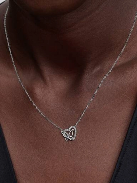 Entwined Heart & Butterfly Pendant Necklace | Sterling silver | Pandora US