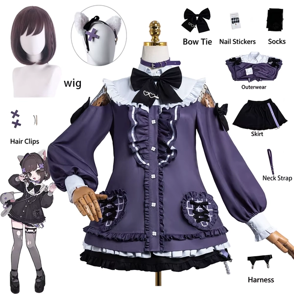 Anime Game Project Sekai 25 Shinonome Ena Cosplay Costumes Gothic Dress Daily Cute Skirt Bag Eardress Full Set Halloween Party - AliExpress 200000532