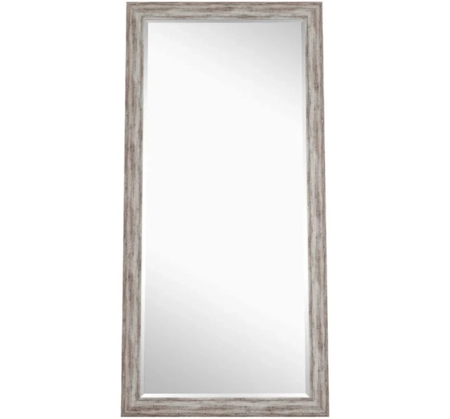 Gracie Oaks Sailee Rectangle Full Length Faux Wood Farmhouse Floor Mirror