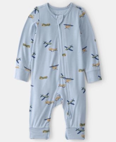 Baby Boys' Plane Print 2-Way Zip Sleep and Play Pajama