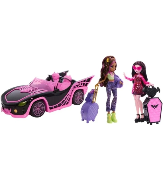 Monster High Eeekend Getaway Ghoul Mobile Car with Draculaura and Clawdeen Wolf Dolls
