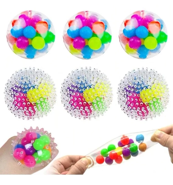 Multicolor TPR Stress Relief Squeeze Balls Fidget Toys Sensory Soft Fidget Sensory Toy Brain Focus Mental Clarity Kids Adults Random Styles,Random 6pc