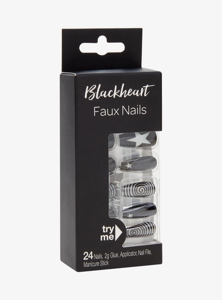 Blackheart Star Spiral Press-On Nail Set