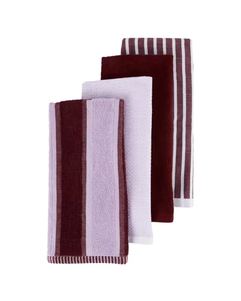 4 Pack Lilac Stripe Terry Tea Towels