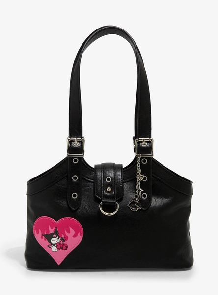 Kuromi Pink Flame Heart Shoulder Bag