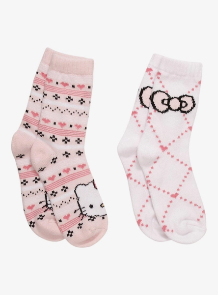 Hello Kitty Fair Isle Cozy Crew Socks 2 Pair