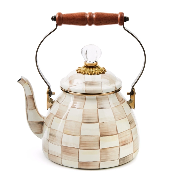 Mocha Check 2 Quart Tea Kettle