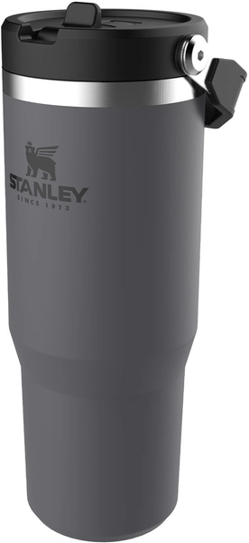 Stanley Flip Straw Tumbler 1.0 Waterfles Met Rietje 0.89L - Houdt 12+ Uur Koud - Roestvrijstalen Drinkfles - BPA-Vrij - Thermosfles gemakkelijk mee te nemen - Vaatwasserbestendig - Charcoal