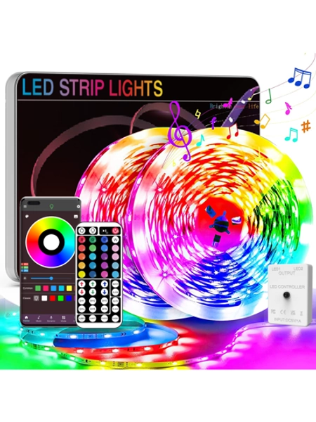 HBOWMDJIA RGB LED Strip Light, With 44key Remote Control, Can Adjust Color And Brightness, Very Easy To Install, Smart APP Controlled LED Lights For Home Interior Decoration, Festival Atmosphere Light, Party Atmosphere Light, Fun Light Wall Decor Halloween Decor Gift