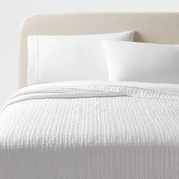 Full/Queen TENCEL® Quilt White - Threshold™: OEKO-TEX Certified, Lightweight, Cooling Comfort Coverlet