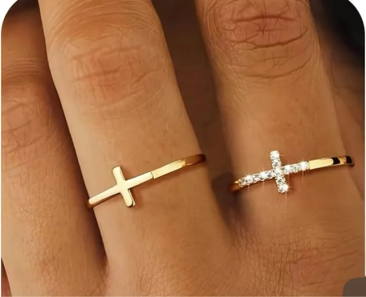 Tewiky Cross Rings For Women Girls Dainty Trendy Stackable Ring | Black Friday Sale TikTok Shop