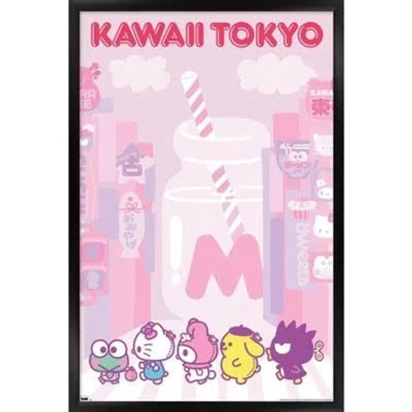 Trends International Hello Kitty: 25 Snack Time - Milk Framed Wall Poster Prints