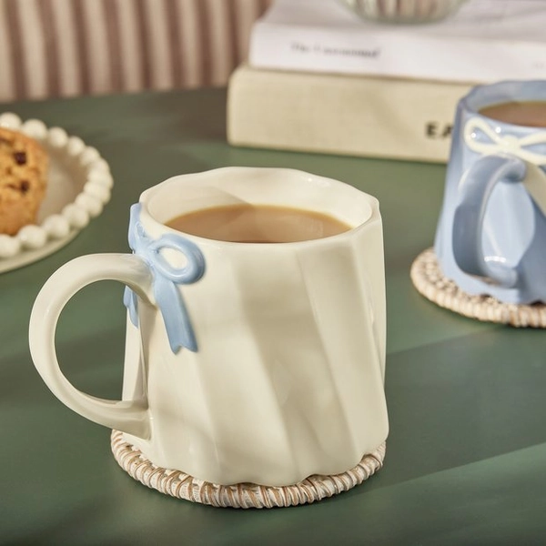 Buy Argos Home Scalloped Blue Bow Cream Mug | Cups and mugs | Argos