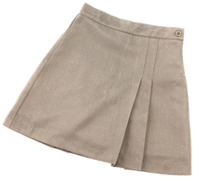 Khaki K-12 Pleated Front & Back Skort