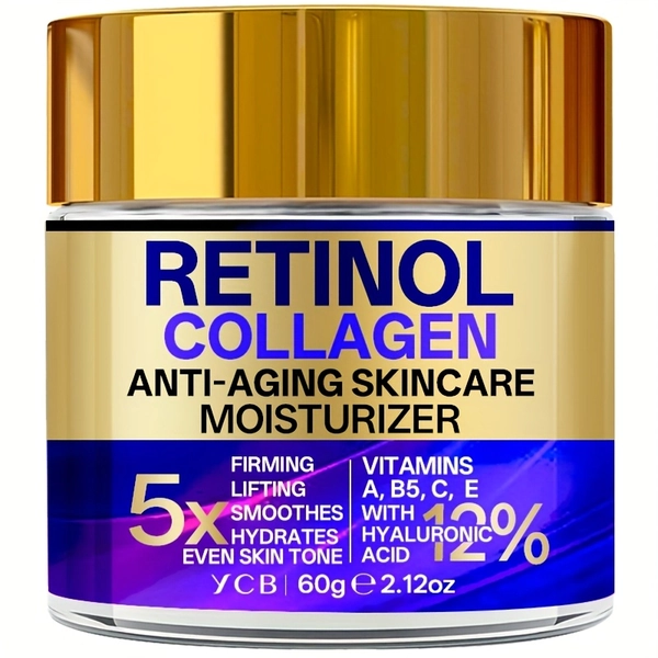 [YCB Retinol Moisturizing Cream] YCB Retinol Collagen Moisturizing Cream 60g/2.12oz | Face Cream with Hyaluronic Acid, Vitamin E, Shea Butter & Caffeine | Firms, Lifts Sagging Light Beige, Improves Elasticity, Even Light Beige, All Light Beige Types, Elegant Packaging, Advanced Skincare Formula
