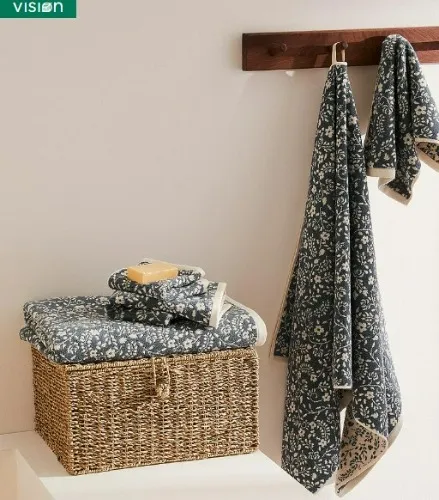 Floral tapestry organic cotton hand towels