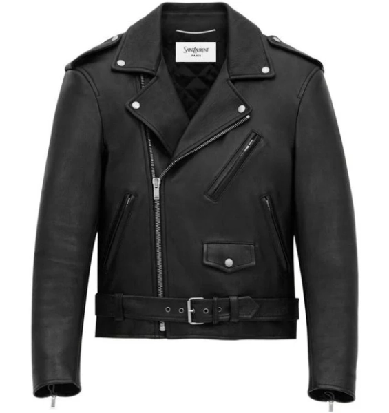 Saint Laurent Men's Grained Lambskin Biker Jacket