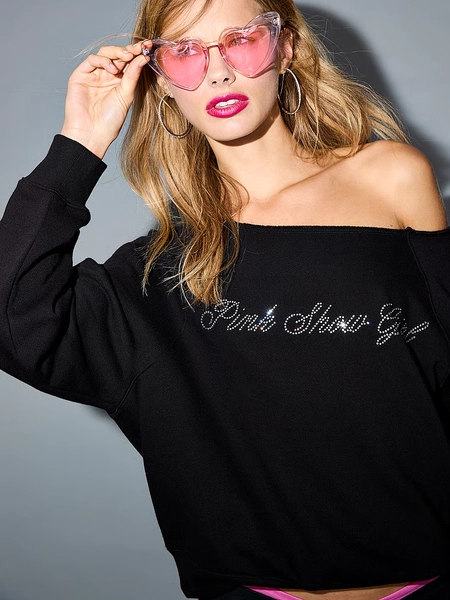 Ivy Fleece Off-The-Shoulder Sweatshirt