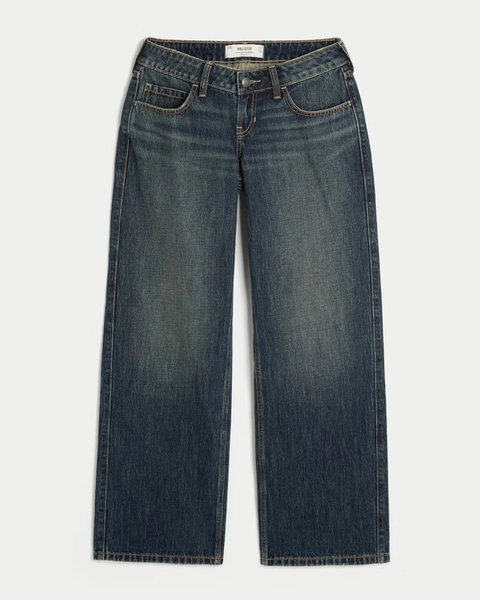 Ultra Low-Rise Dark Wash Baggy Jeans