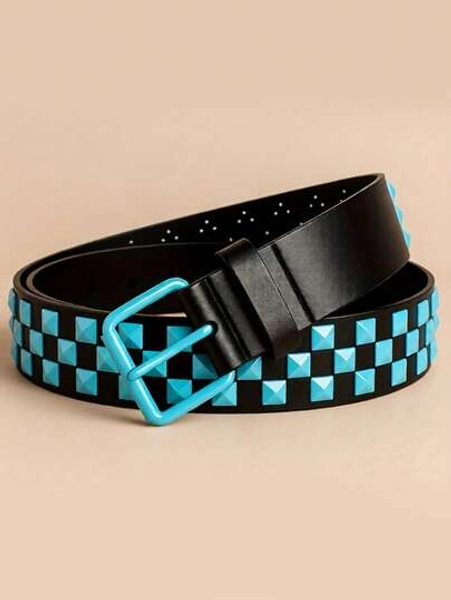 1pc Unisex Punk Style Metal Rivet Belt, Casual Everyday Wear Adjustable Belt For S
