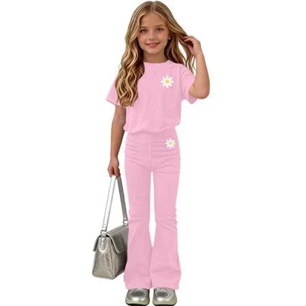 Girls 2-Piece Sweat T-Shirt and Pants Outfit Set