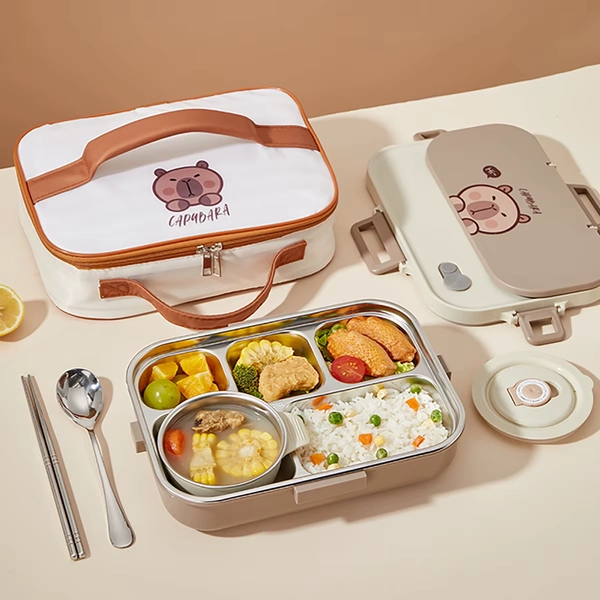 WORTHBUY Capybara 304 Stainless Steel Divided Lunch Box Set For Student Microwave Portable Sealed Food Container With Cutlery ﻿ - AliExpress 15