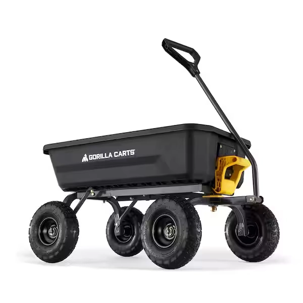 GORILLA CARTS 4 cu. ft. Patented Poly Dumping Garden Cart, 600 lbs. Capacity, 35 in. x 22 in. x 8 in. Bed, 10 in. Pneumatic Tires GCG-4