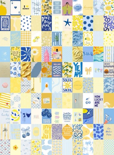 Pastel Heaven Sunshine and Sky Digital Prints Butter Yellow & Baby Blue Collage Kit