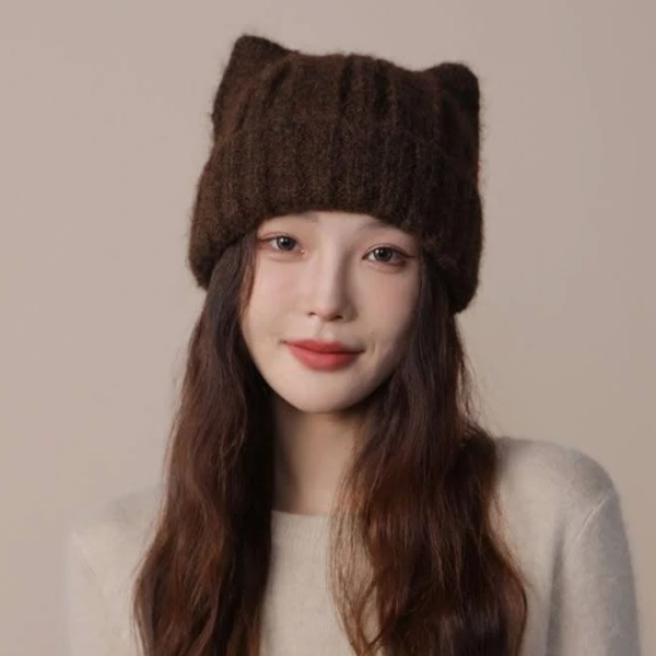 Manon Fuzzy Cat Ear Beanie Hat