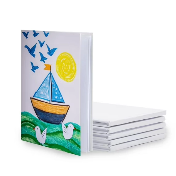 6 Pack 6x8 inch White Blank Hardcover Books to Write Stories, Unlined Scrapbook and Journal - 18 Sheets/36 Pages Each