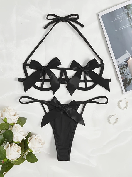 bow cute classic lingerie set | temu Temu