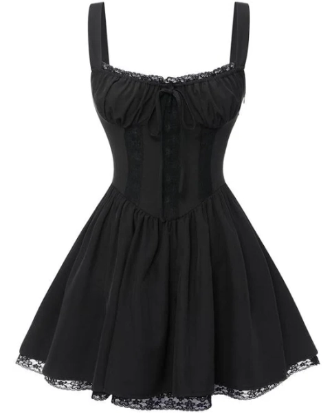 Gothic Spaghetti Strap Corset A-Line Mini Dress