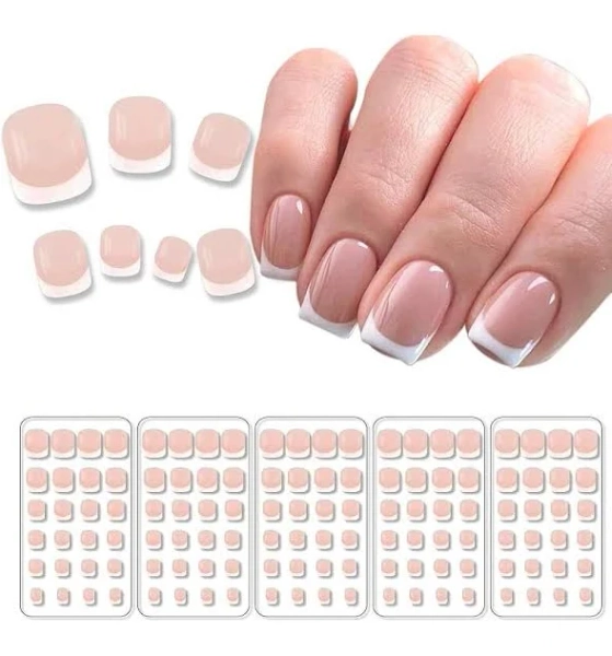 120pcs Child Nails French L White Tips Short Round Press On Nails Cute Party Show 5 * 24pcs,
