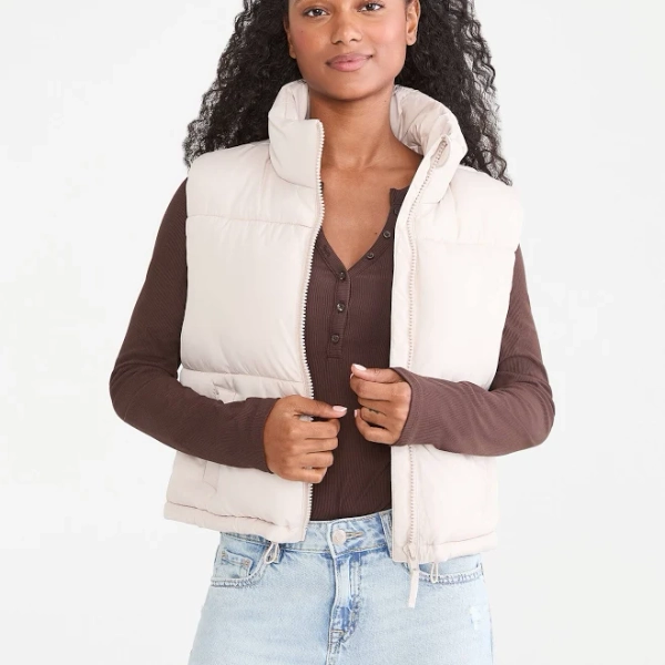 Aeropostale Women's Lightweight Cropped Puffer Vest