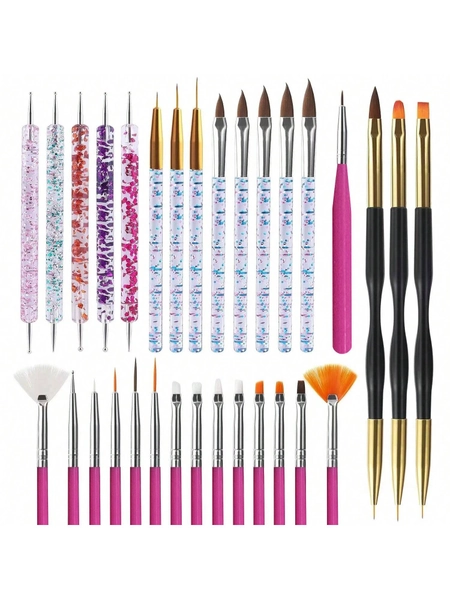 31pcs Nail Art Brushes,Acrylic Nail Brush,Nail Brushes For Nail Art,Nail Art Dotting Tool Set,Nail Art Liner Brush,Nail Dust Brush,Nail Drawing Pens For Beginners And Salon Home Use