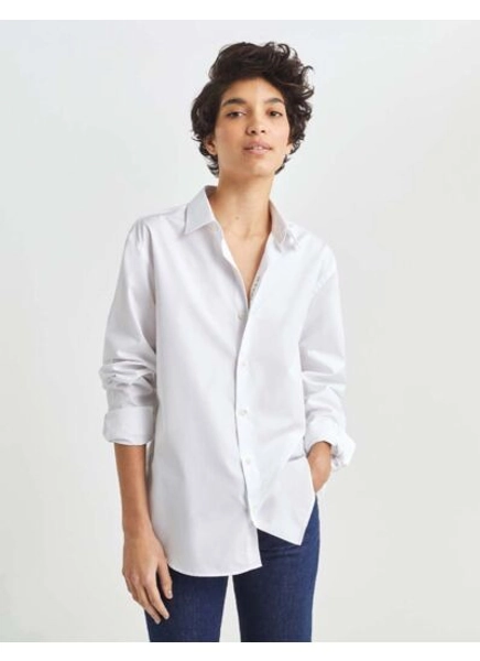 Chemise mixte "Je t'aime" blanche brodée gris - figaret
