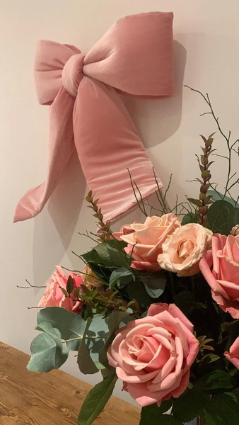 Baby Pink Velvet Door Bow: Large Decorative Bow (50x60cm)