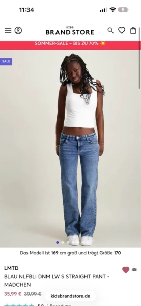 LMTD BLAU NLFBLI DNM LW S STRAIGHT PANT