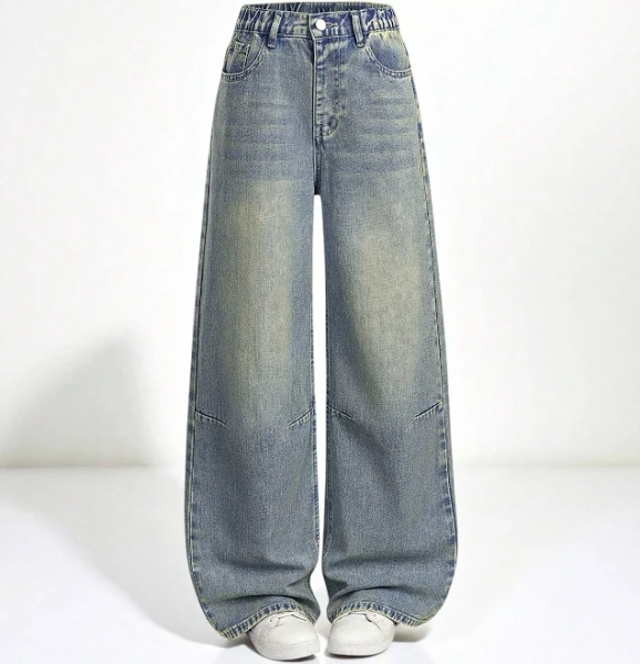 SHEIN Girls Baggy Loose Fit Wide Leg Jeans