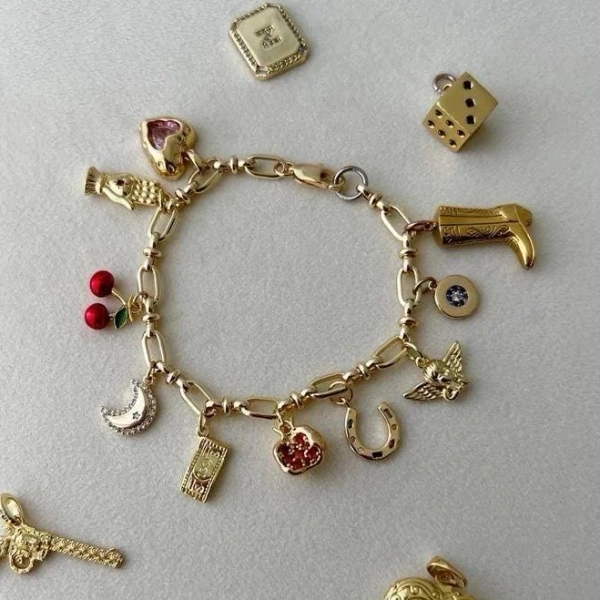 Custom Charm Bracelet - 18KGold-Plated Charms, Personalized Jewelry Gift, Tarnish Free, Waterproof