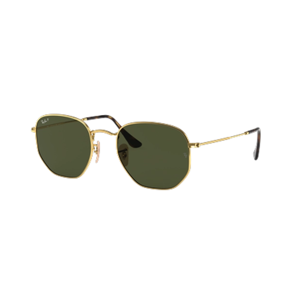 Ray-Ban Unisex Sunglass RB3548N Hexagonal Flat Lenses - Frame color: Arista Gold, Lens color: G-15 Green Polarized