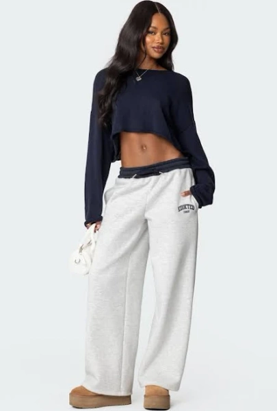 Edikted Women's Contrast Embroidered Sweatpants