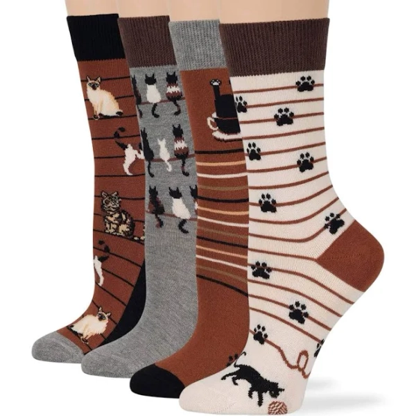 7BIGSTARS KINGDOM Women's Cotton Fun Crew Socks (4 Pack)
