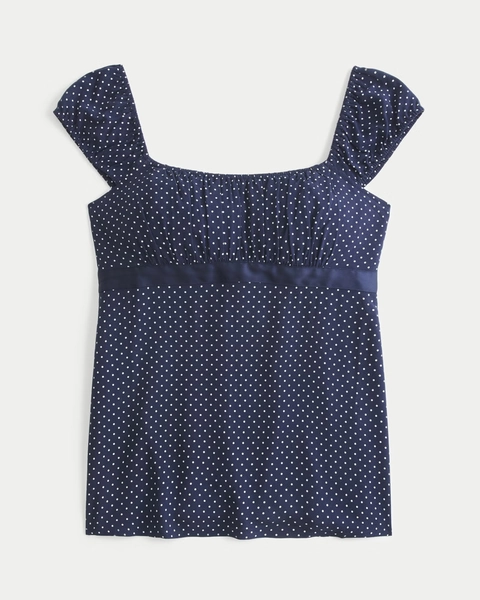 Easy Satin Tie Babydoll Top
