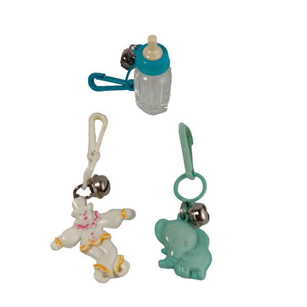 1980s Bell Charms Baby Bottle Clown Elephant Charms Lot Loose Played With Toys