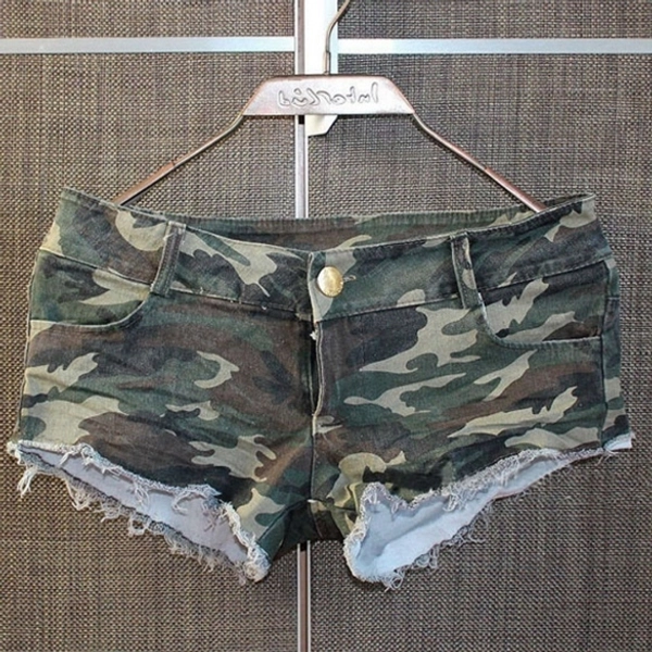 Sexy Women Pants Denim Low Waist Daisy Dukes Camouflage Jeans Short Shorts Sku:kz20170210026