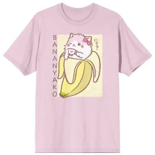 Men's Bananya Bananyako Adult Cradle Pink Crew Neck Short Sleeve