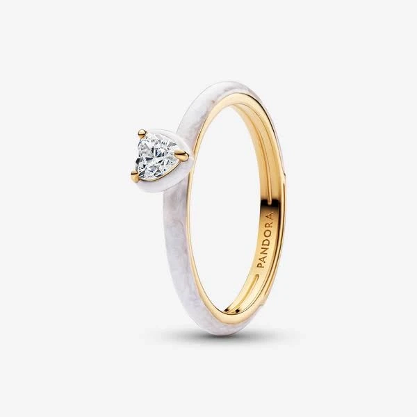 Pandora 14k Gold-Plated White Chakra Heart Ring